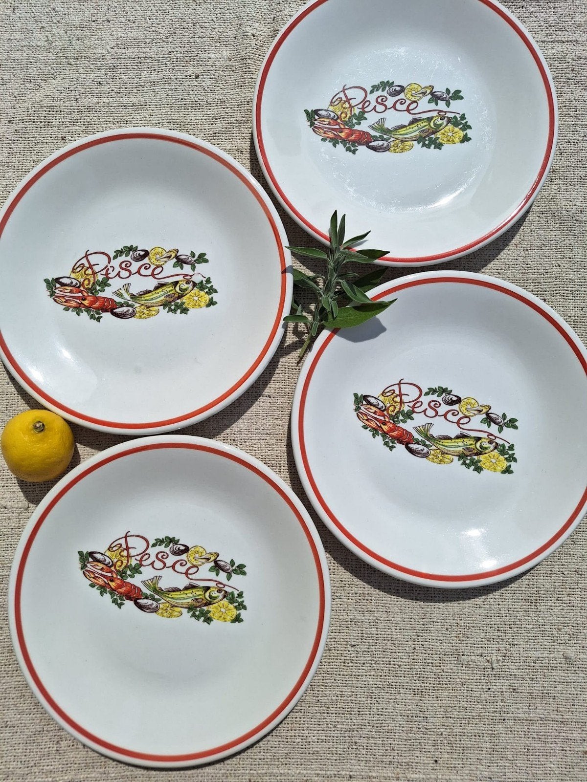 vintage vrolijke visborden decor van vis en zeevruchten, Keramiek, Ophalen of Verzenden, Overige stijlen, X