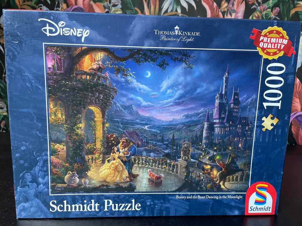 Disney Thomas Kinkade Belle en het Beest 1000 stukjes puzzel, Ophalen of Verzenden, 500 t/m 1500 stukjes, Zo goed als nieuw, Legpuzzel
