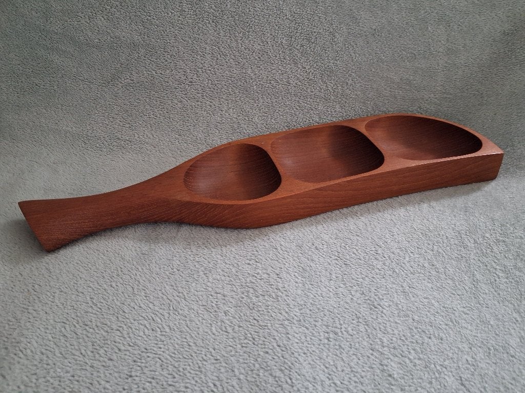 Vintage, retro teakhouten serveerschaal, Ophalen of Verzenden, Huis en Inrichting