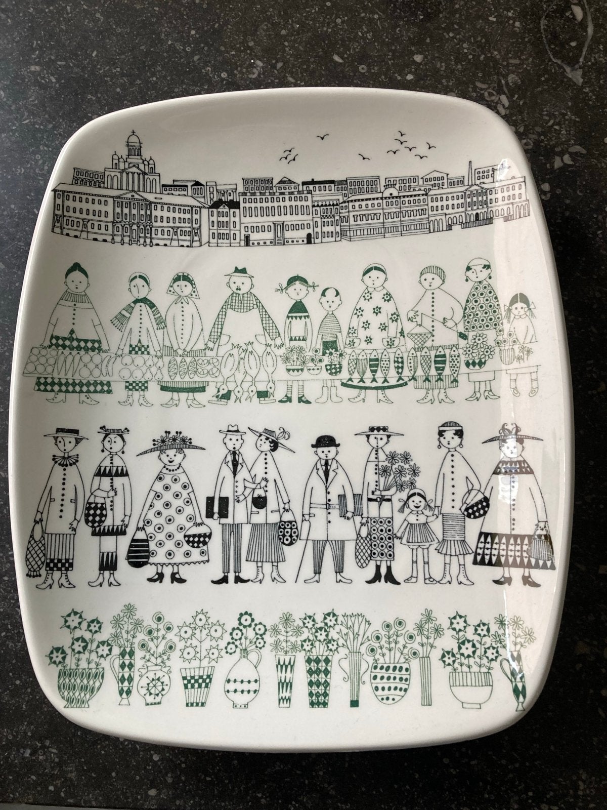 Vintage Arabia Finland schaal "Kauppatori" Raija Uosikkinen, Ophalen of Verzenden