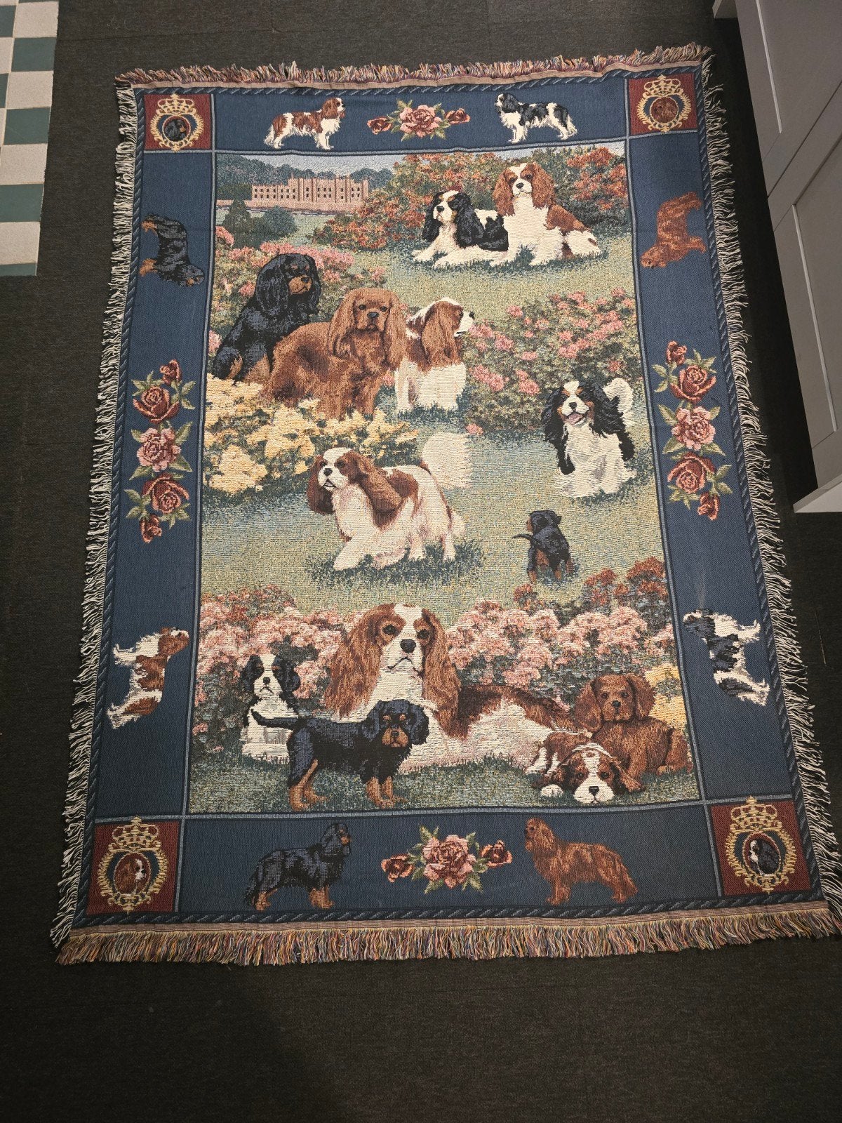 Gene Doggins deken met cavalier print - 127 x 178 cm, 100 tot 150 cm, Blauw, Ophalen of Verzenden, 150 tot 200 cm