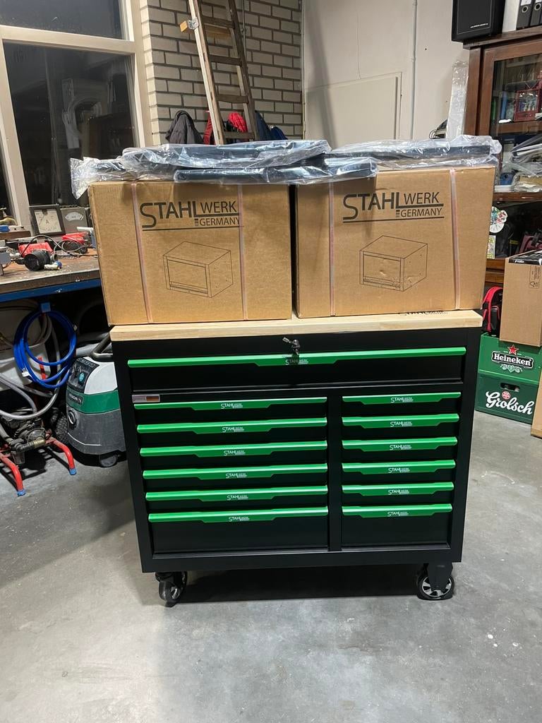 Stahl gereedschap kar, Doe-het-zelf en Verbouw, Gereedschapskisten, Ophalen, Gevuld, Nieuw