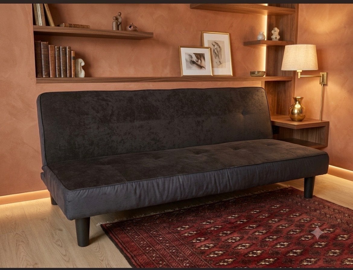 Comfortabele zwarte slaapbank, Ophalen, Gebruikt, 150 tot 200 cm, Tweepersoons