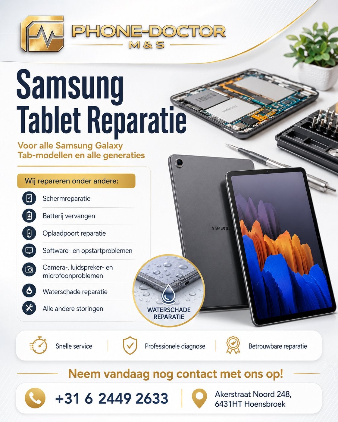 Samsung Tablet Reparatie, Computers en Software, Android Tablets, Zo goed als nieuw, 10 inch, 16 GB, Ophalen of Verzenden