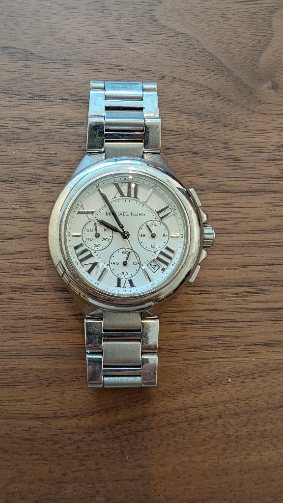 Michael Kors horloge MK-5749 chronograaf zilver dames, Overige merken, Staal, Gebruikt, Polshorloge