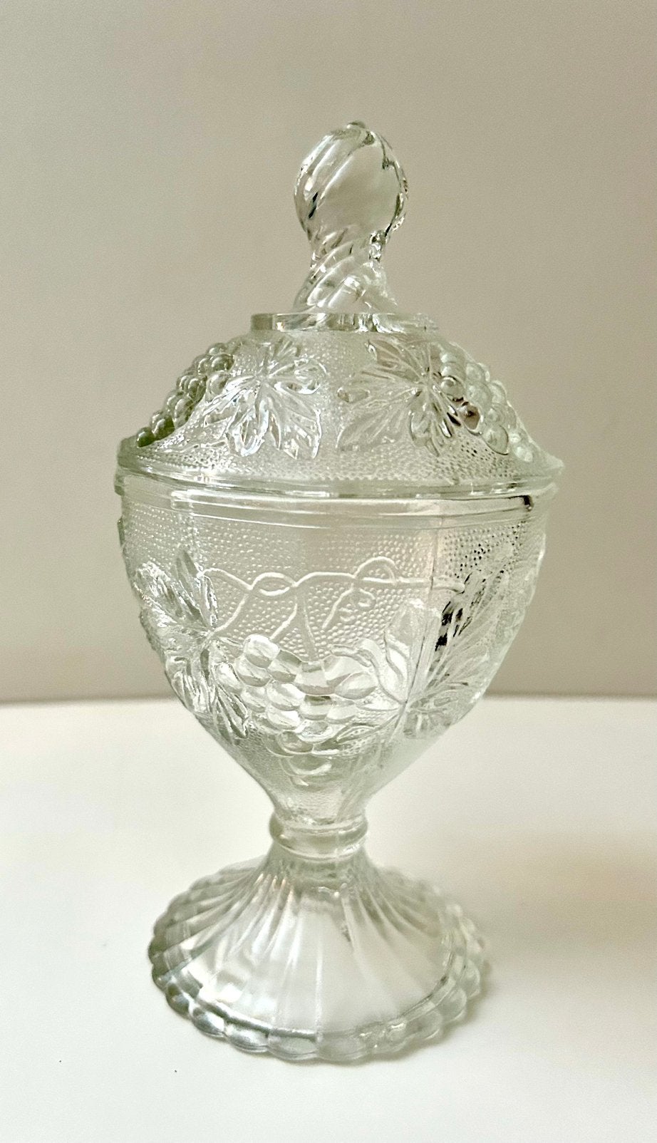 Vintage glazen bonbonnière met deksel, Antiek en Kunst, Antiek | Glas en Kristal, Ophalen of Verzenden