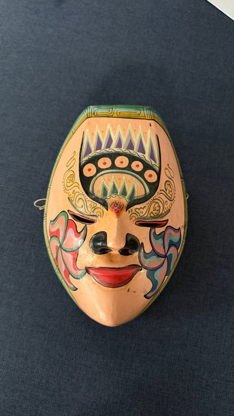 Vintage handgesneden houten Chinees masker, 21 cm, Hout, Masker, Ophalen of Verzenden, China