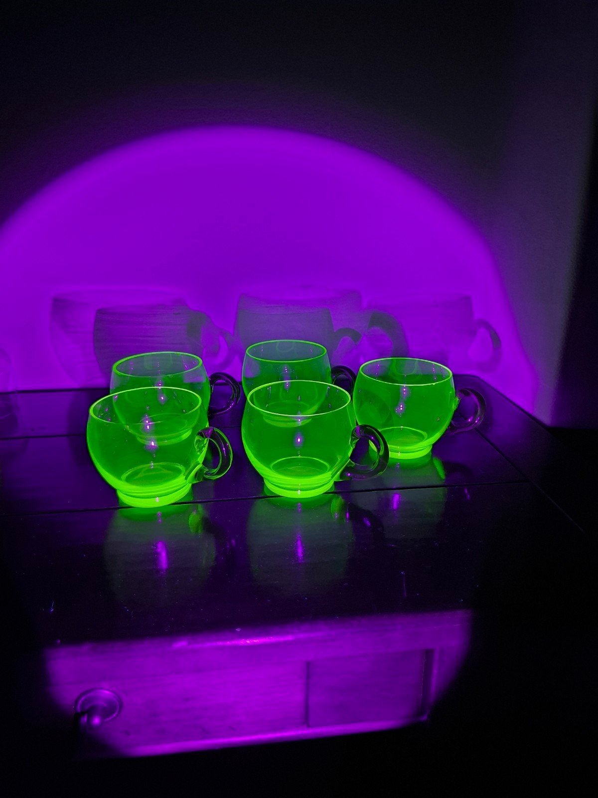 Set van 5 uraniumglas kommen/glazen - Anna Groen, Antiek en Kunst, Ophalen of Verzenden