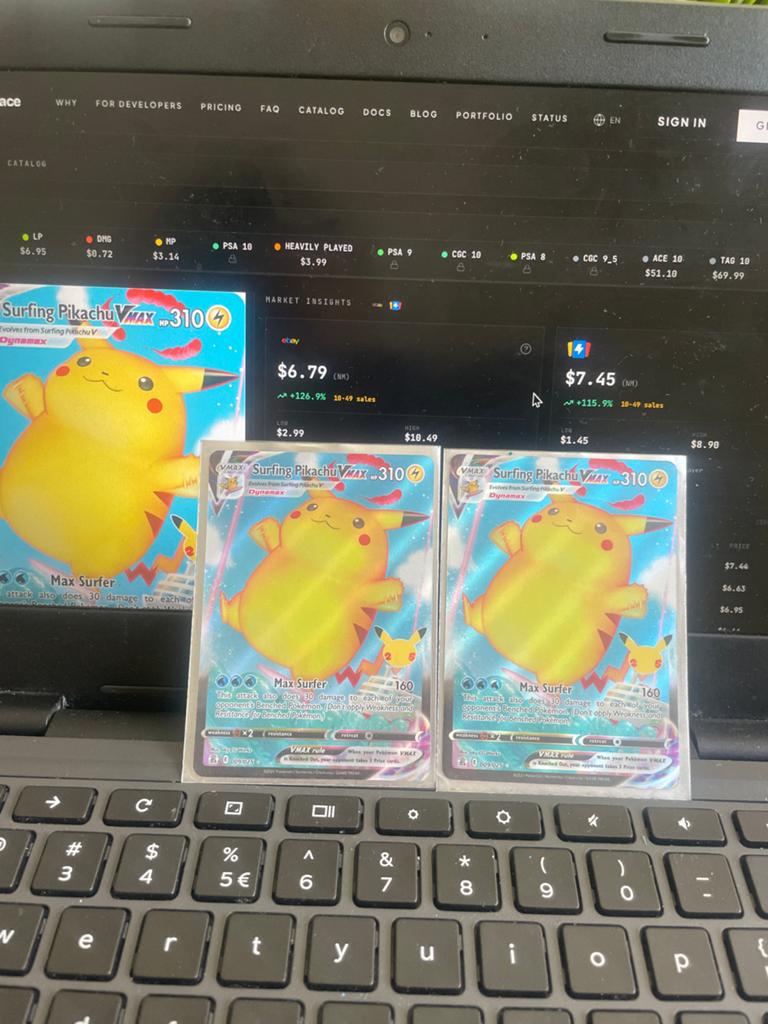 Surfing Pikachu VMAX 310/264 Pokémon Kaart, Verzenden, Zo goed als nieuw, Losse kaart, Foil