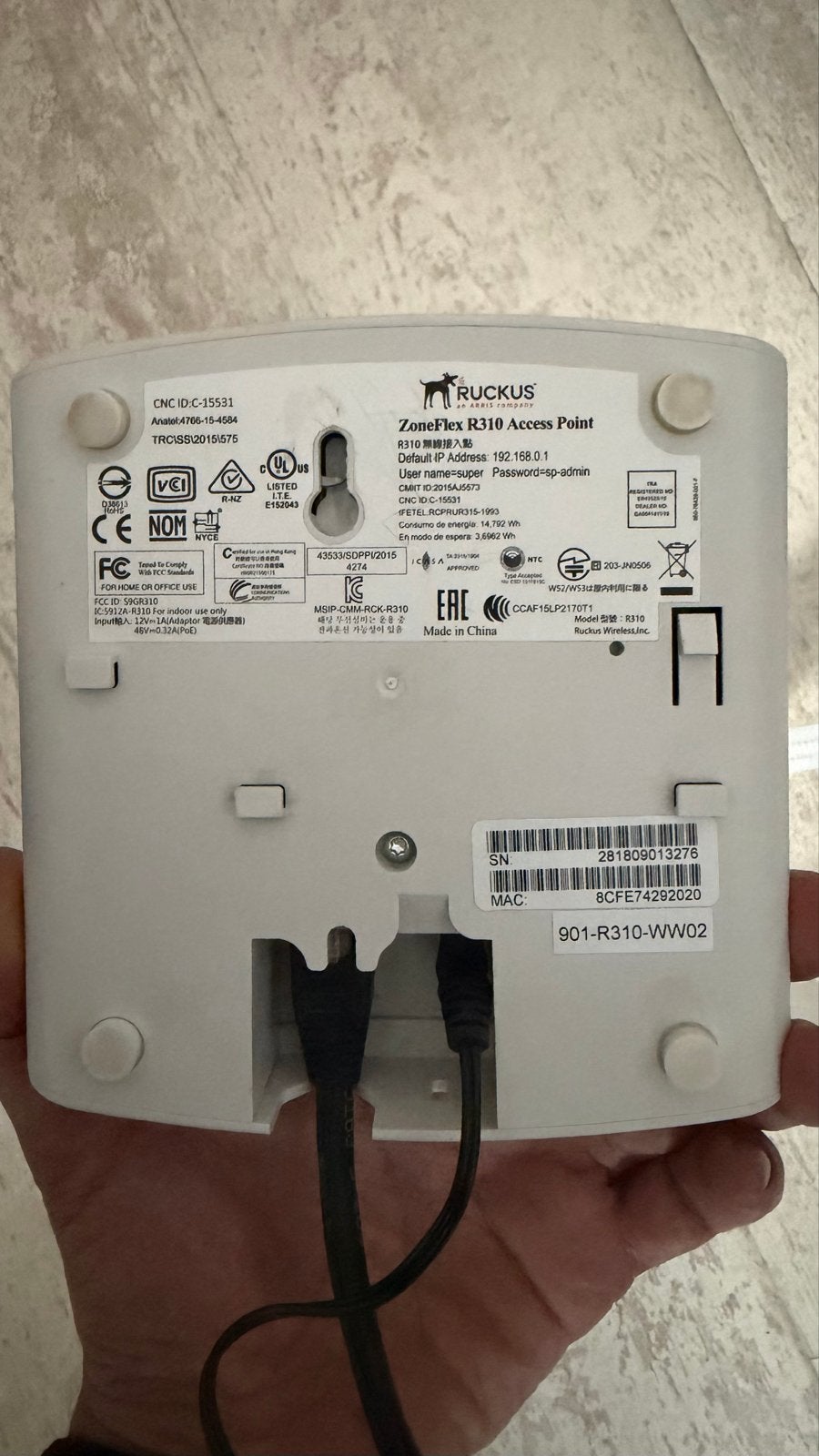 2x Ruckus ZoneFlex R310 Access Point met voedingsadapter, Computers en Software, Ophalen of Verzenden, Gebruikt