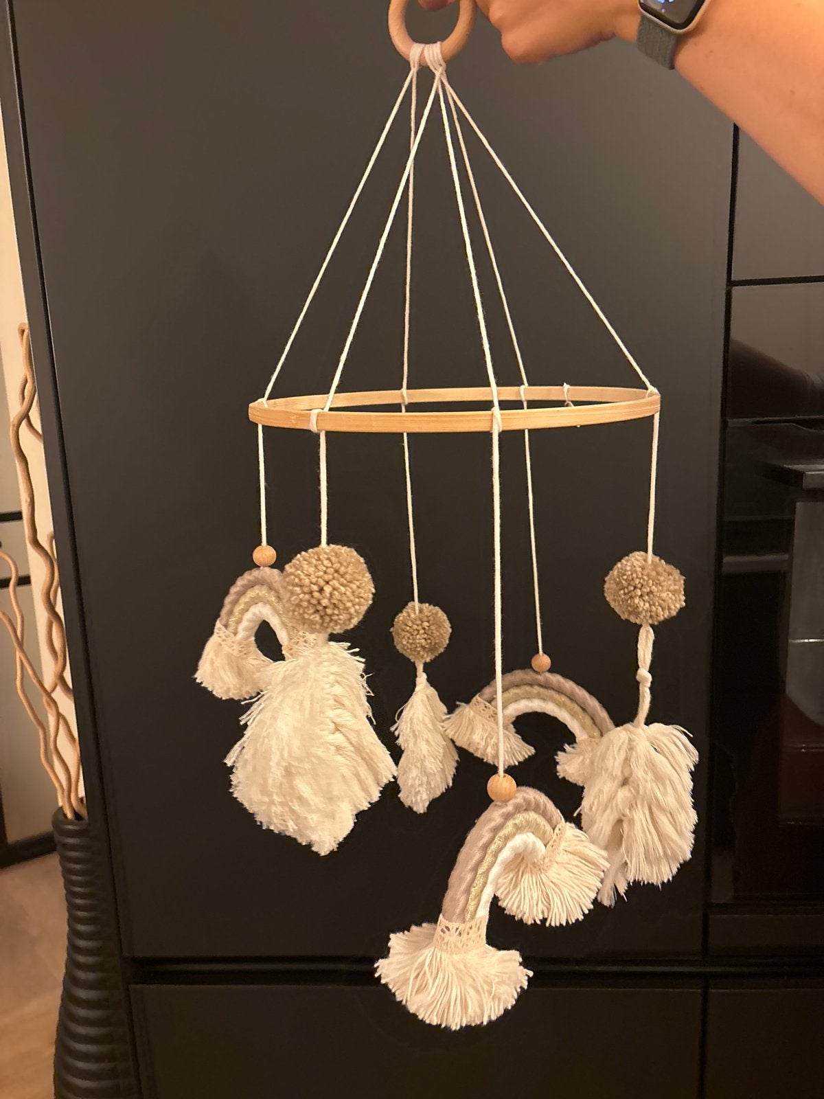 Baby Mobiel met Regenboogjes macrame, Ophalen, Zo goed als nieuw