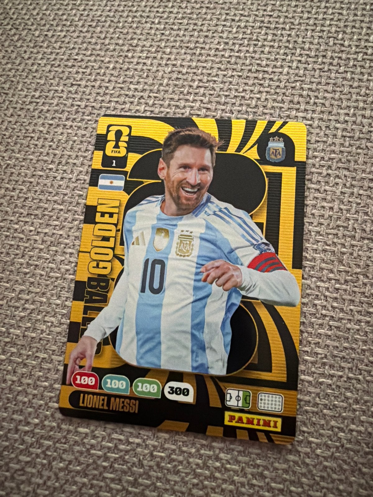 Panini FIFA 365 Golden Ball Lionel Messi kaart, Ophalen, Nieuw, Buitenlandse clubs, Spelerskaart
