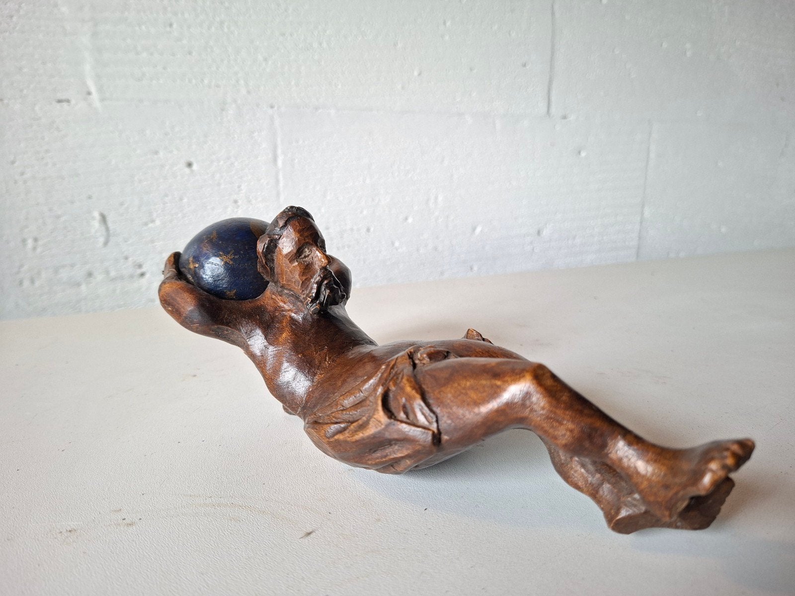Vijf antieke houten atlas-sculpturen, Ophalen of Verzenden, Handgemaakt, Beeld, Hout
