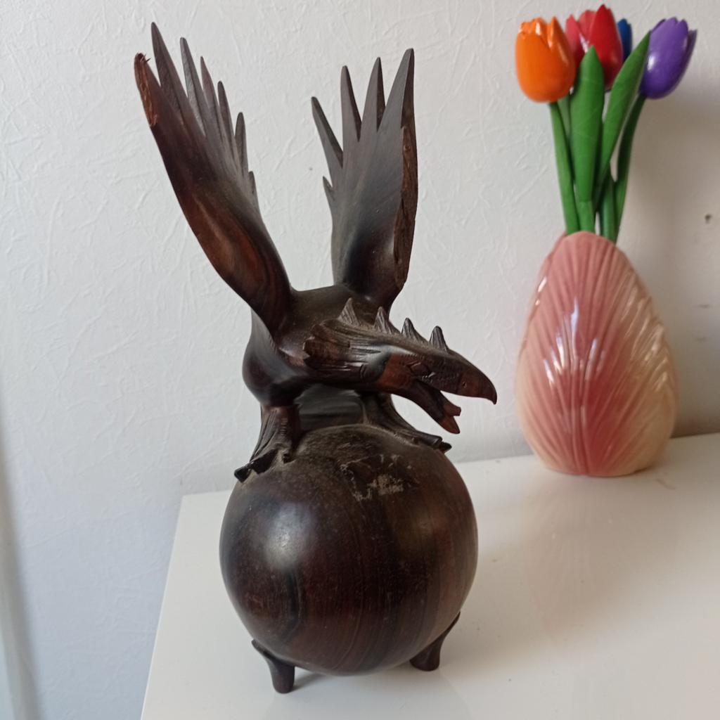 Houten vogel, roofvogel, gemaakt van exotisch hout, Antiek en Kunst, Kunst | Beelden en Houtsnijwerken, Ophalen of Verzenden