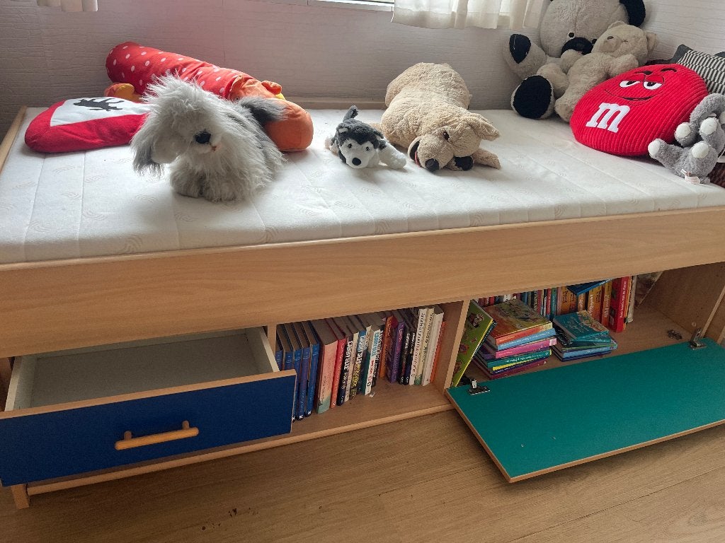 Eenpersoonsbed, Huis en Inrichting, Slaapkamer | Bedden, Ophalen, Gebruikt, 90 cm, Eenpersoons