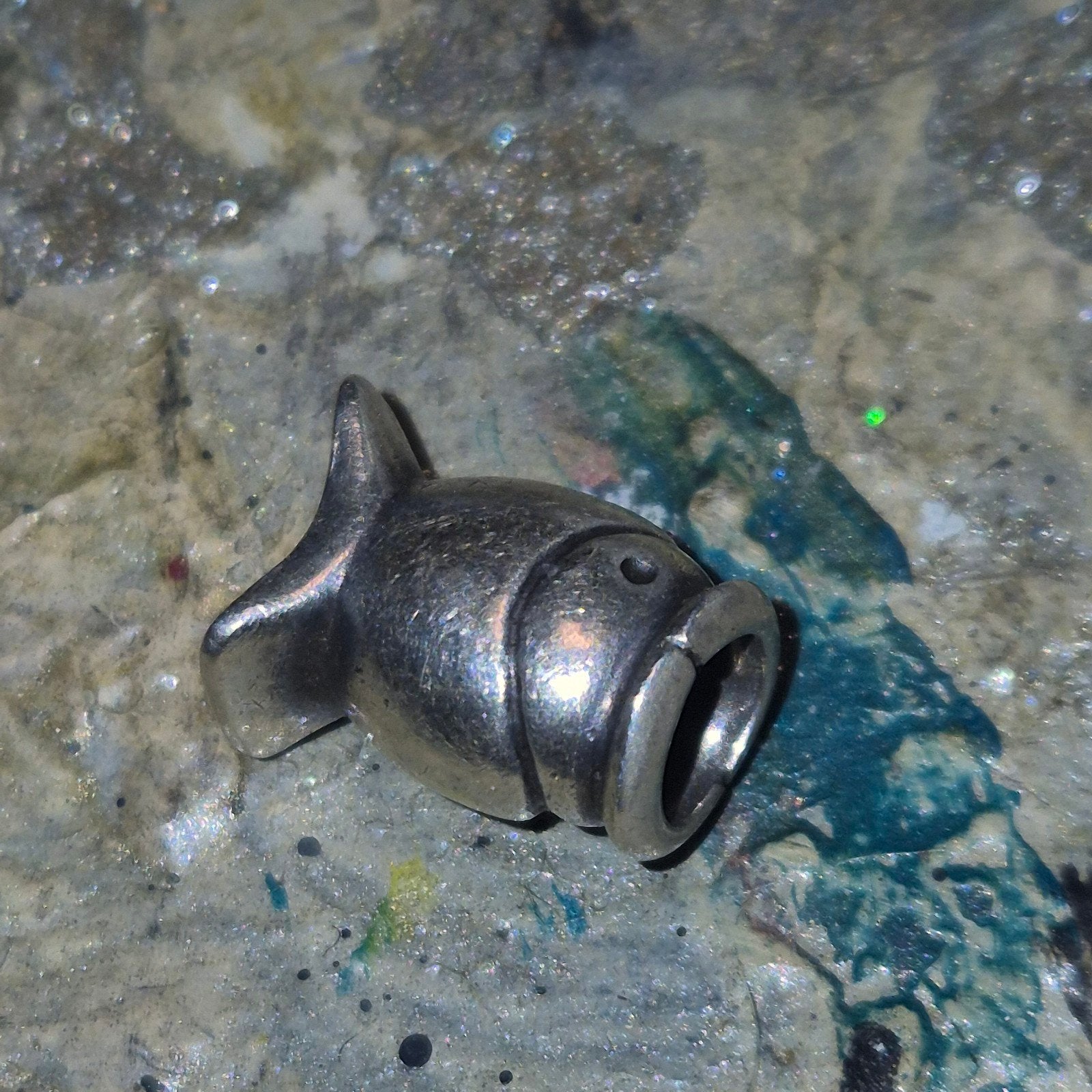 Vintage Pandora bedel 790113 Sideways Happy Fish zilver, Gebruikt, Pandora, Ophalen of Verzenden, 1 bedel