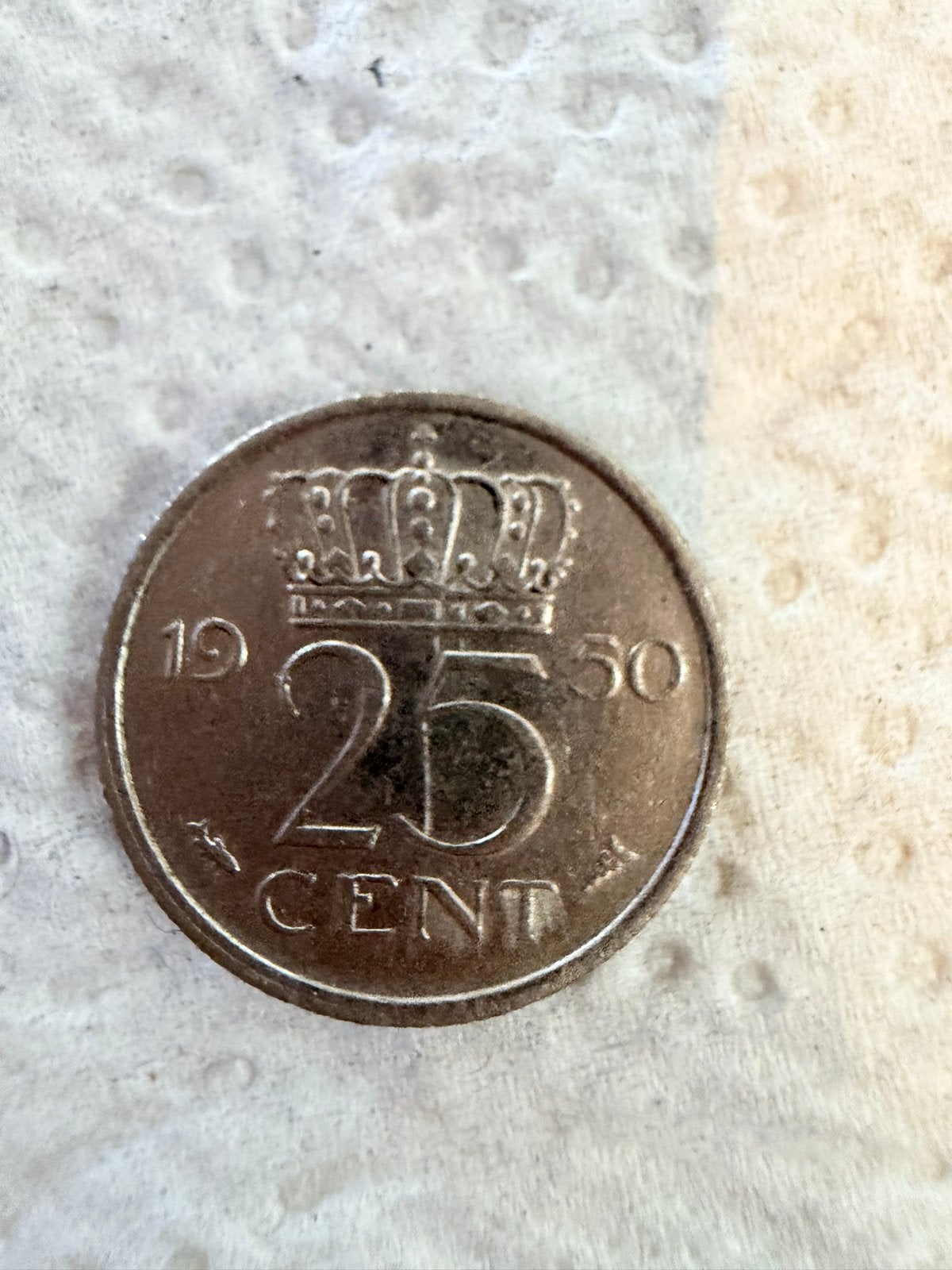 Kwartje 1950 Koningin Juliana, Ophalen of Verzenden, Koningin Juliana, 25 cent, Losse munt