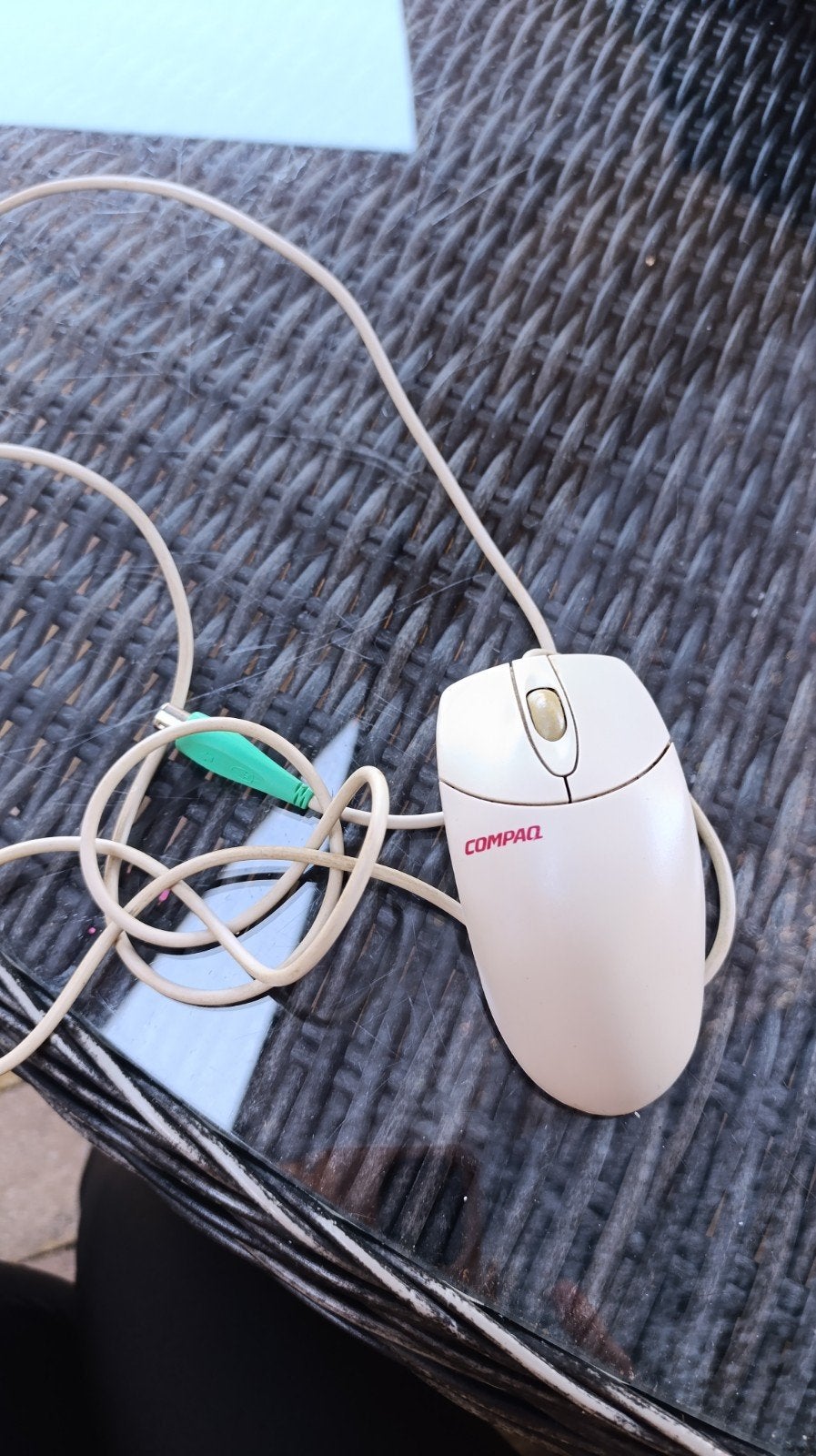 Vintage Compaq PS/2 Bedrade Muis - Vintage Logitech Mechanis, Computers en Software, Muizen, Rechtshandig, Muis, Gebruikt, Compaq