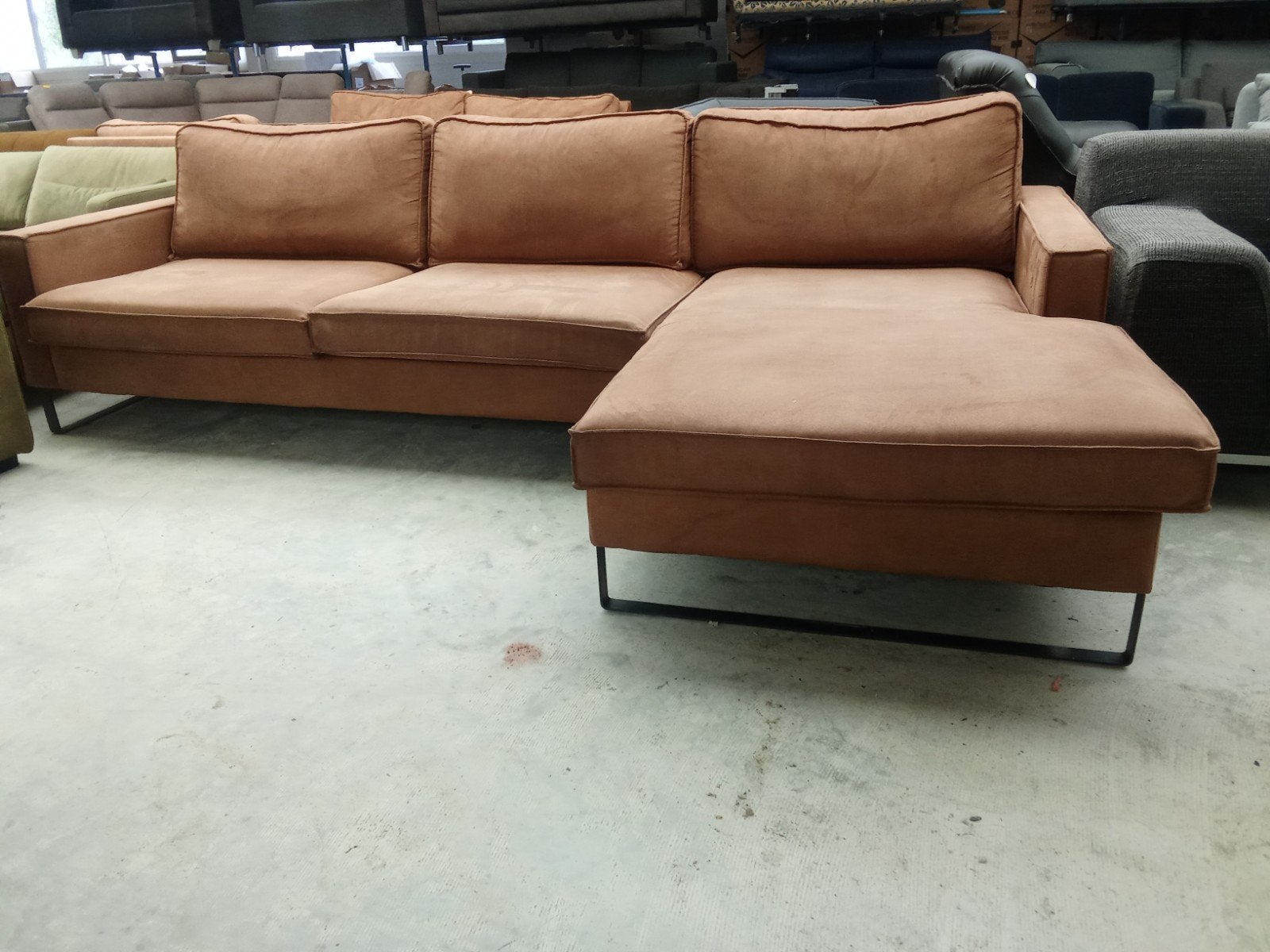 Hoekbank industrieel 295x170cm nu €275,- -gereinigd-, ., 125 cm of meer, Ophalen of Verzenden, Zo goed als nieuw