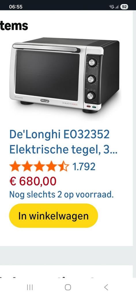 De'Longhi Sfornatutto Maxi EO32352 elektrische oven, Witgoed en Apparatuur, Ovens, Ophalen, Gebruikt, Oven met grill, Minder dan 45 cm