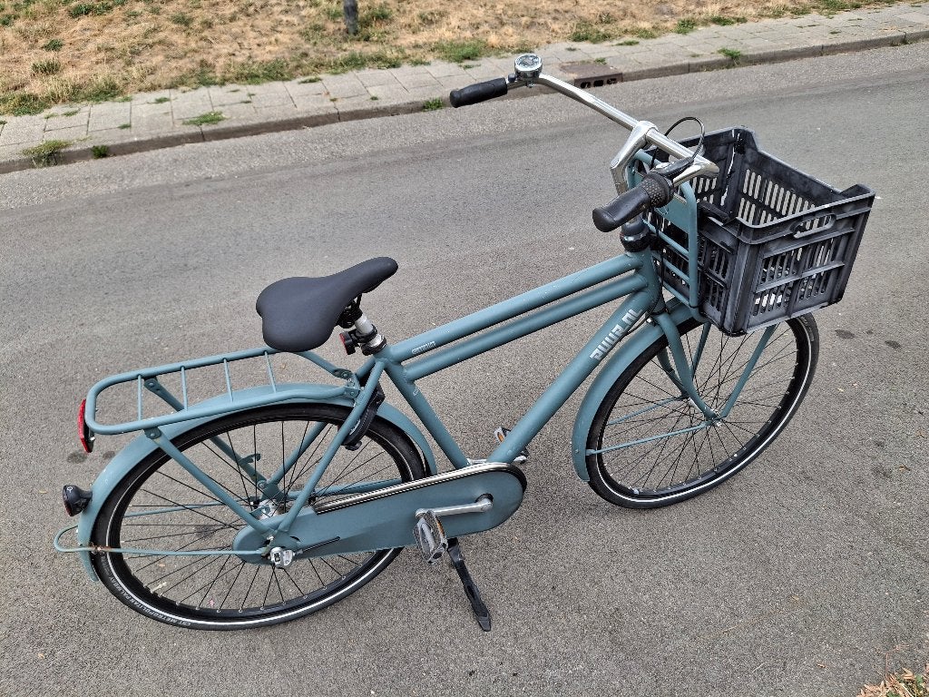 Gazelle heren fiets blauw, mag weg voor mooi prijsje, Ophalen, Terugtraprem, Gebruikt, Versnellingen
