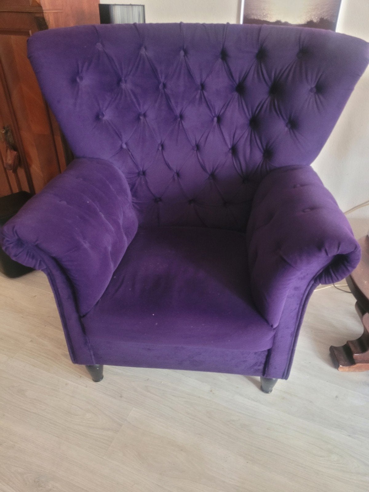 paarse velours feauteuil, Huis en Inrichting, Ophalen, Minder dan 50 cm, Minder dan 75 cm, Zo goed als nieuw