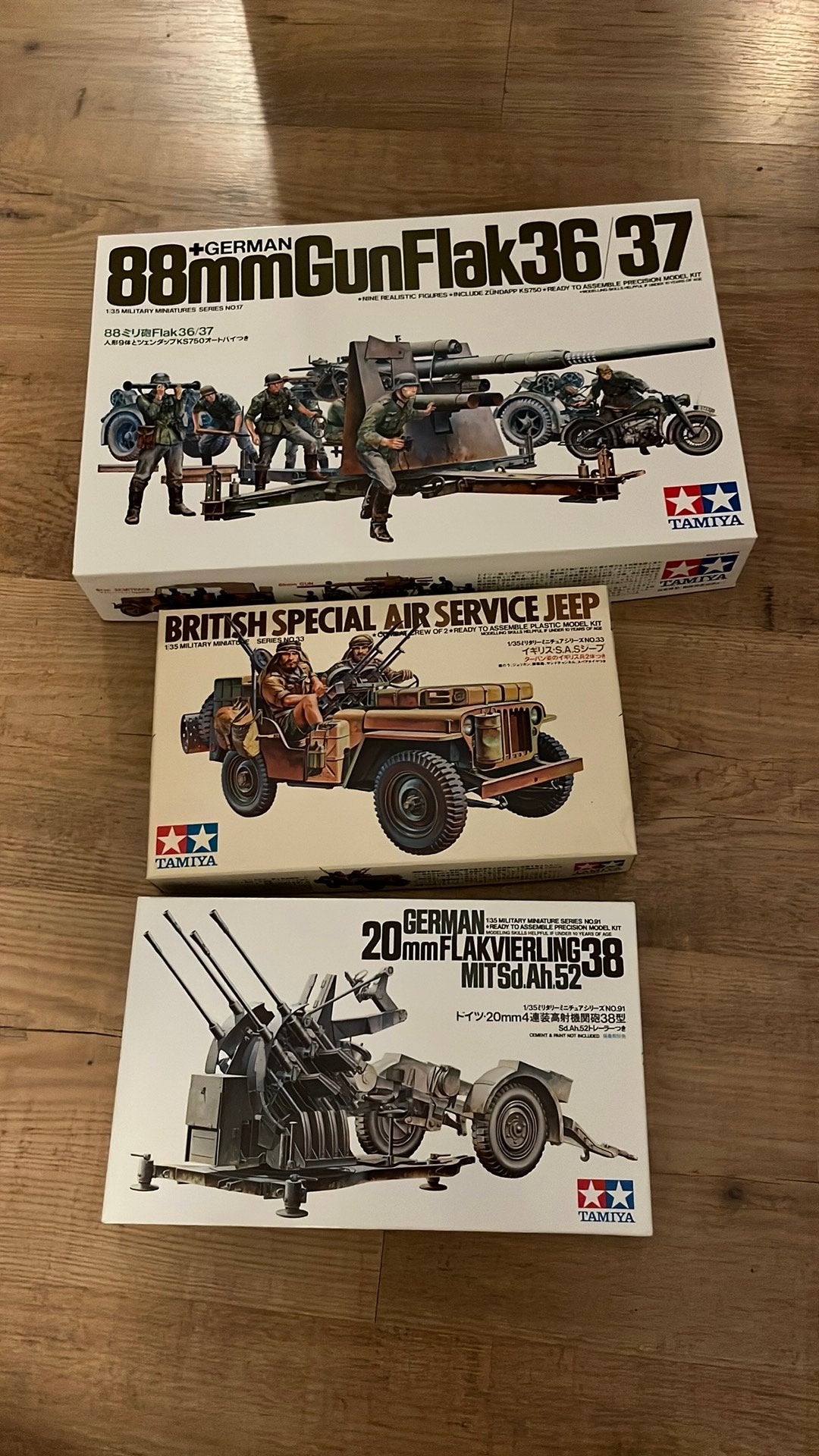 Tamiya 1/35 88 mm Flak, 20 mm Flak, SAS Jeep, Hobby en Vrije tijd, Modelbouw | Auto's en Voertuigen, Tank, 1:32 tot 1:50, Nieuw