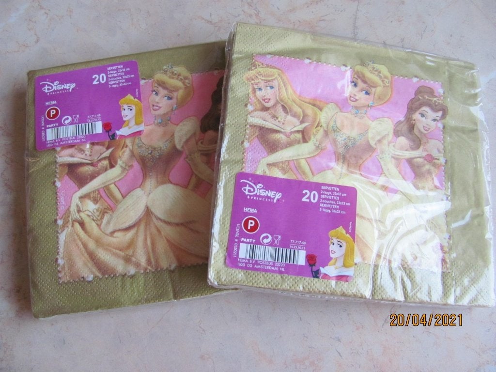 2x NIEUW feest HEMA papieren SERVETTEN Disney PRINSESSEN 40x, Ophalen of Verzenden, Nieuw, Versiering, Verjaardag
