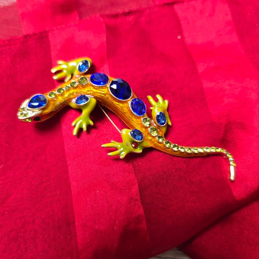 Unieke Kameleon Broche Hanger 2-in-1 met Kristallen, Met kristal, Overige materialen, Nieuw, Ophalen of Verzenden