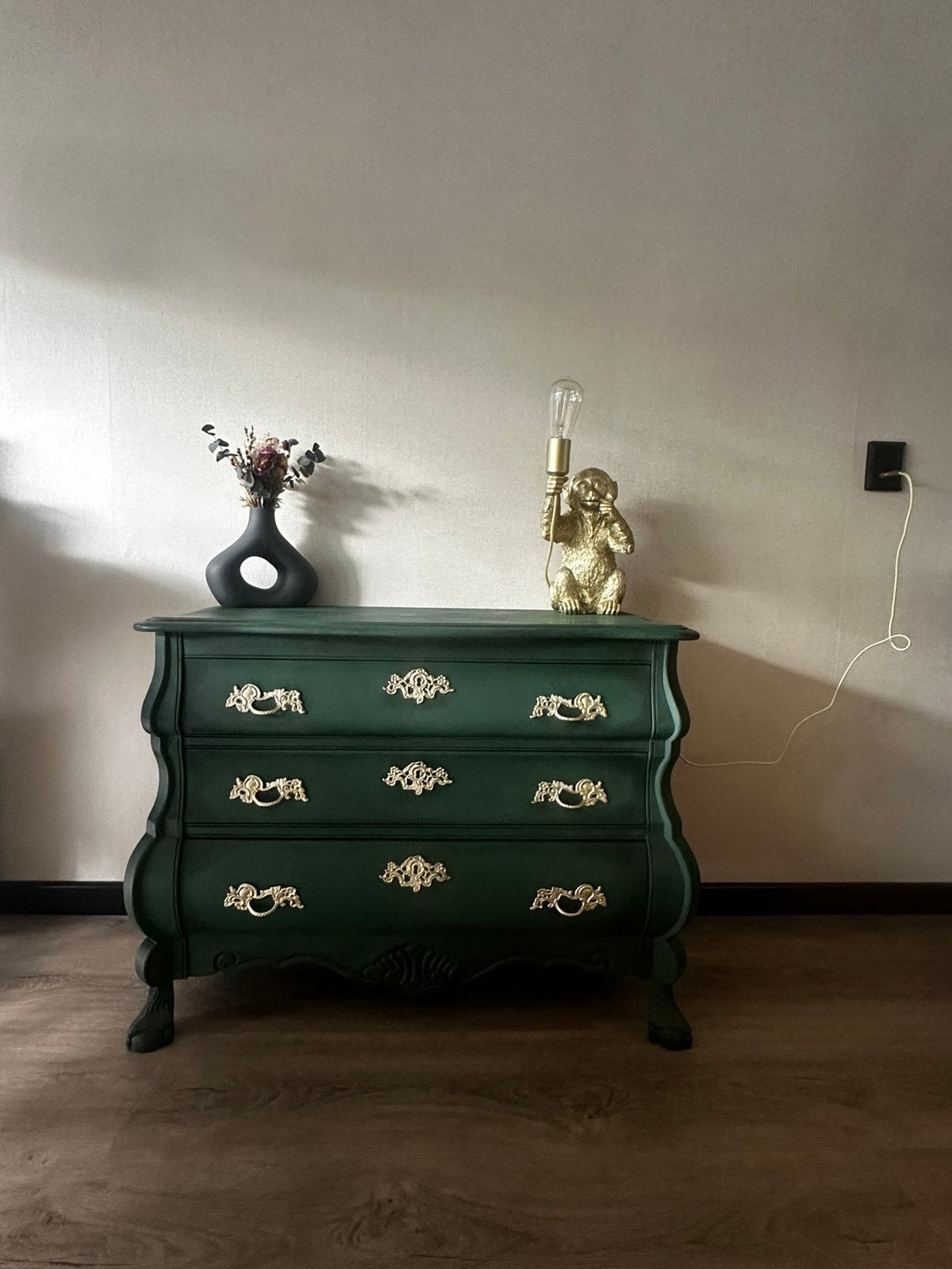 Prachtig gerestyled buikkastje kastje ladekastje groen goud, Ophalen, Hip modern hedendaags, 50 tot 100 cm, Zo goed als nieuw