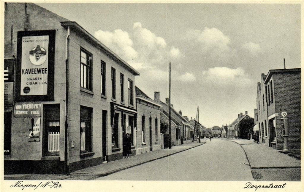 Nispen N-Br. - Dorpsstraat - ongelopen, Ophalen of Verzenden, 1940 tot 1960, Ongelopen, Noord-Brabant