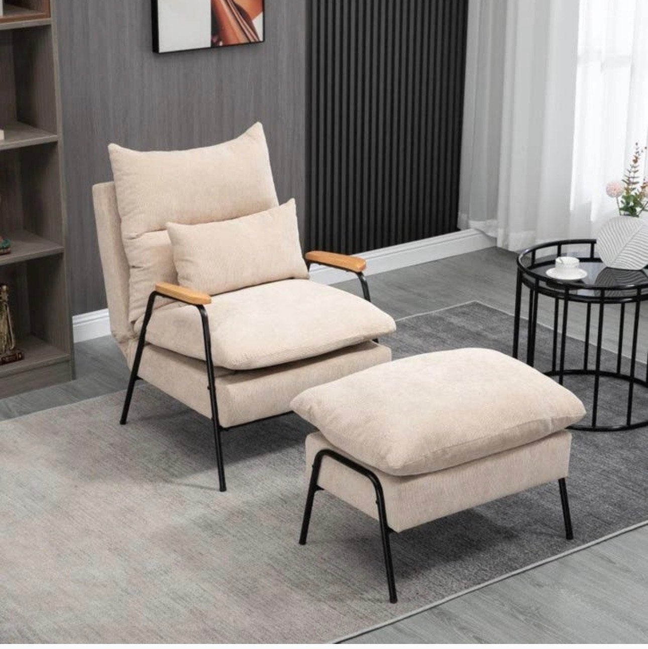 Verstelbare Fauteuil met Voetenbank - Beige NIEUW, Huis en Inrichting, Fauteuils, Nieuw, 75 tot 100 cm, Ophalen of Verzenden, A
