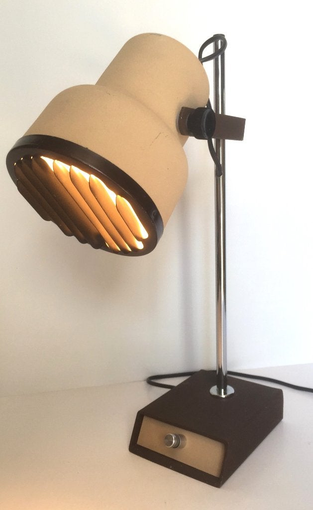 bureaulamp, tafellamp,  jaren ’70, vintage, Bureaulamp, 45 cm, Geel, Industrieel