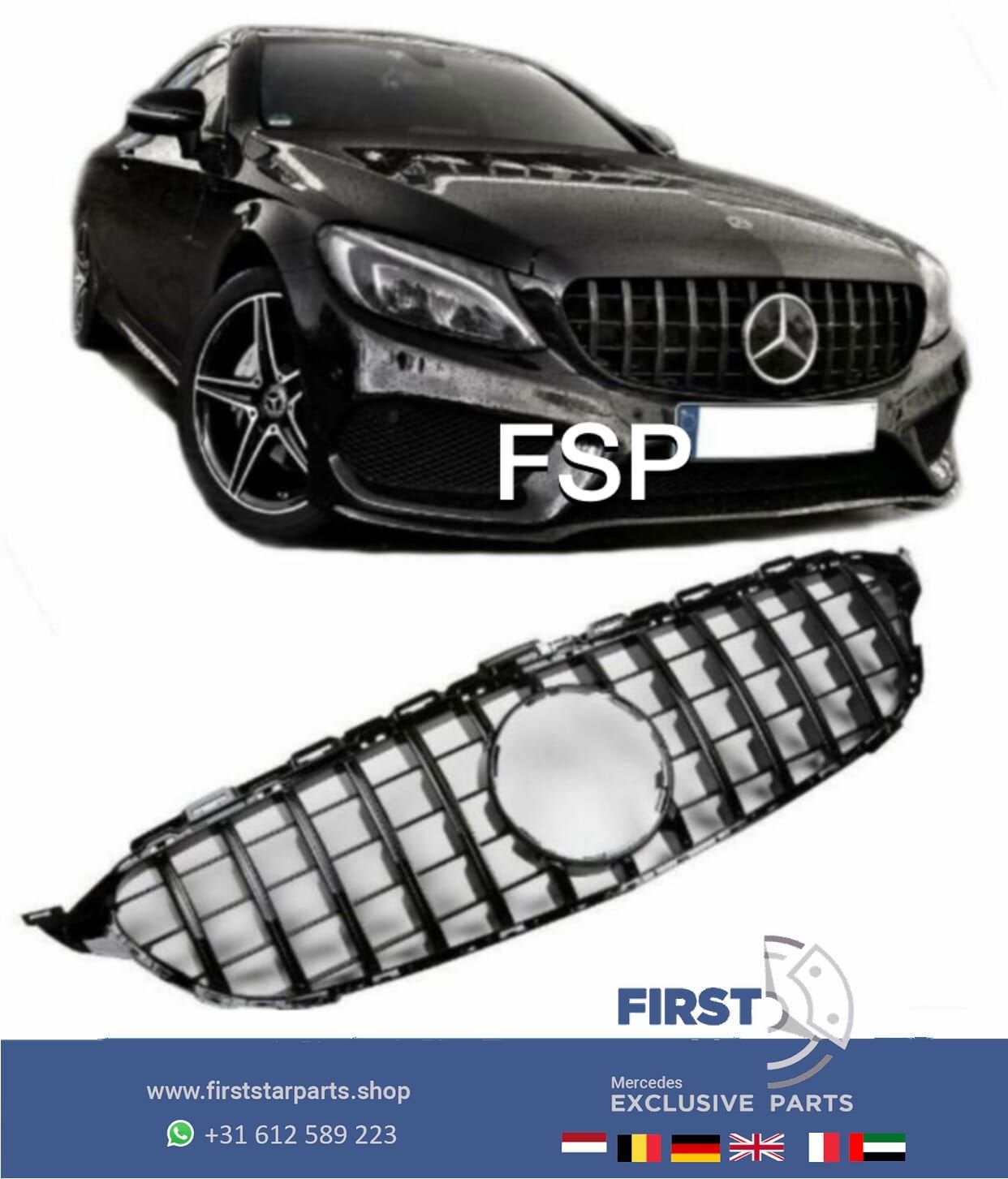 W205 GT PANAMERICANA GRIL C KLASSE PRE-FACELIFT 2014-2018 PA, Gebruikt, -, Ophalen of Verzenden, -
