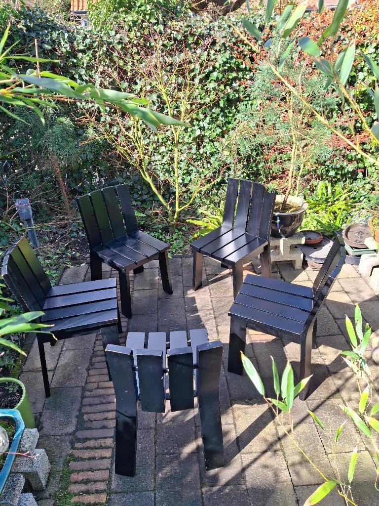 Retro vintage Dutch Design eetkamerstoelen seventies, Ophalen, Mid 20th century modern, Gebruikt, Bruin