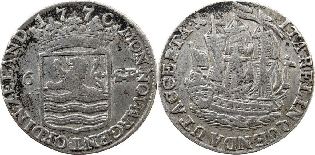 Scheepjesschelling 1770, Nederland, Zeeland, Middelburg, Vóór koninkrijk, Zilver, Losse munt, Overige waardes