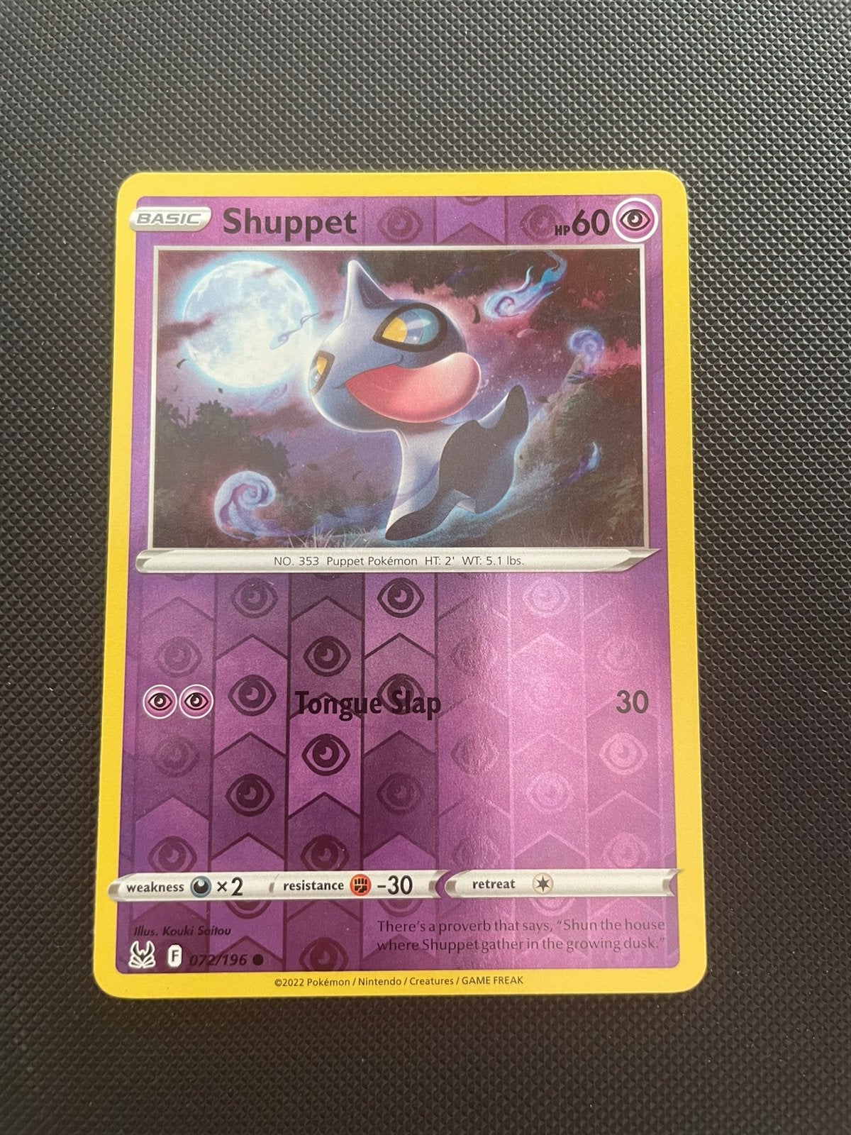 Shuppet 072/196 Reverse Holo Lost Origin, Verzenden, Zo goed als nieuw