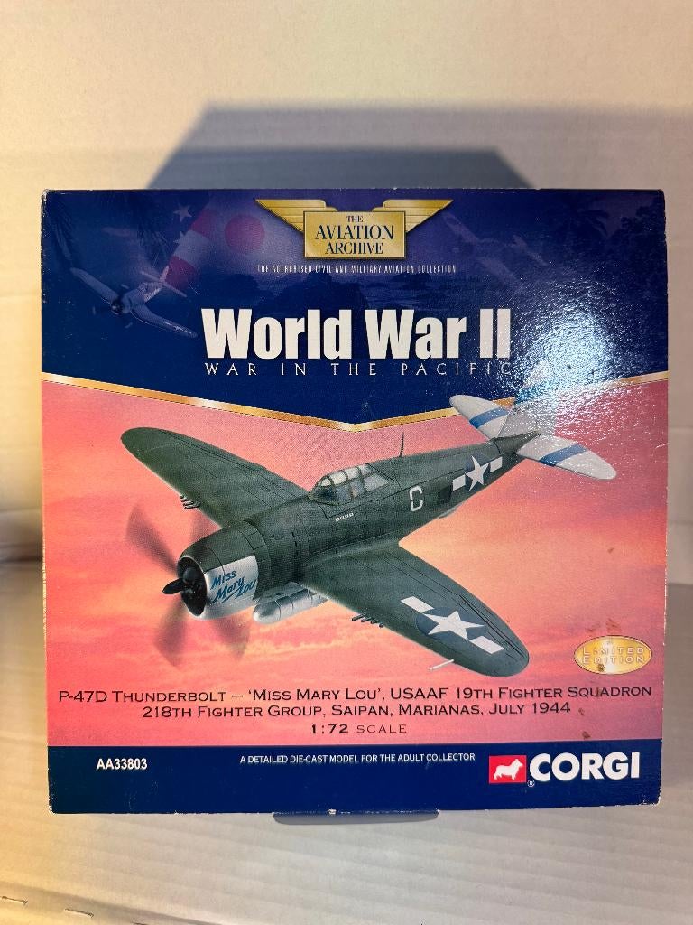 Corgi 1:72 P-47D Thunderbolt Diecast USAAF Saipan AA33803, Ophalen of Verzenden, Zo goed als nieuw, Schaalmodel