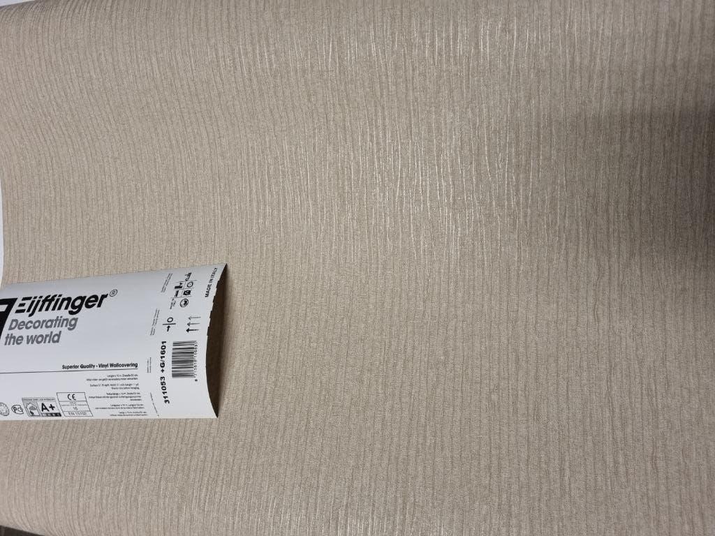 Eijffinger behang linnen look beige tint op voorraad, Ophalen of Verzenden, 75 m² of meer, Beige