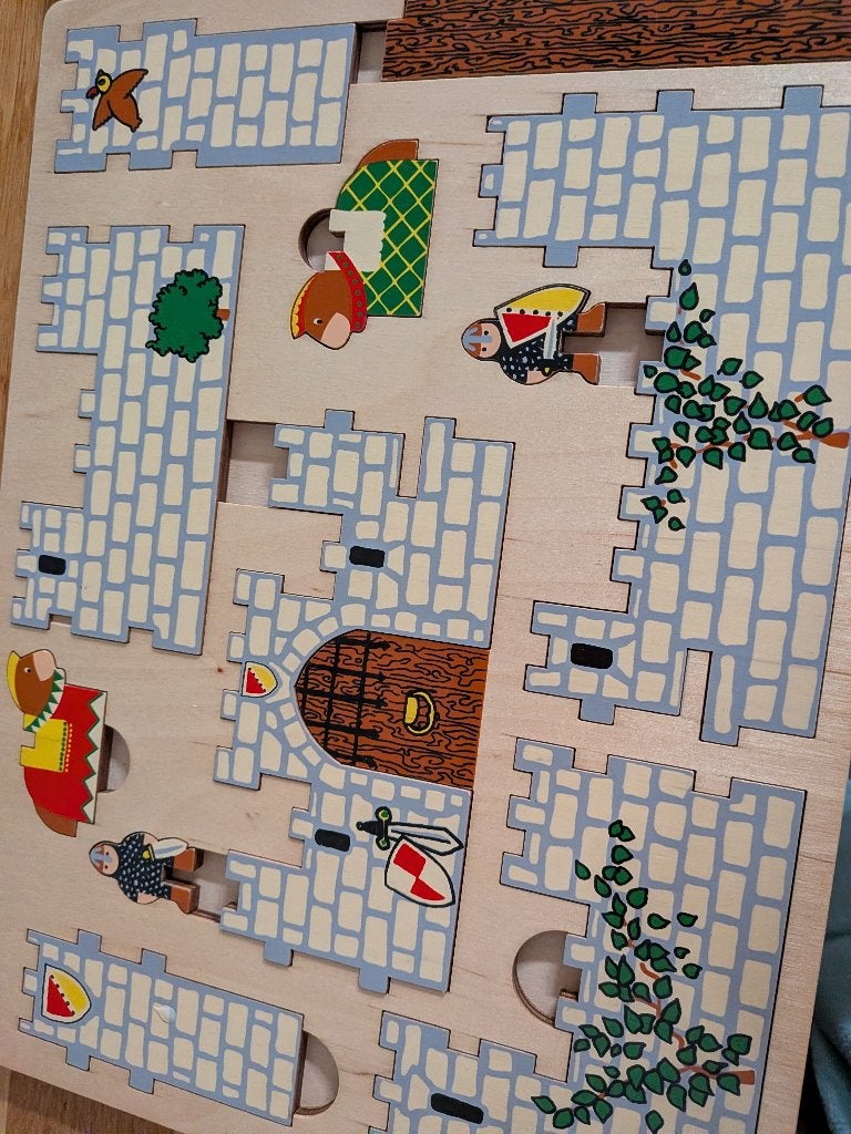 Puzzels houten  kasteel raket, Kinderen en Baby's, Ophalen of Verzenden, Zo goed als nieuw, Overige typen
