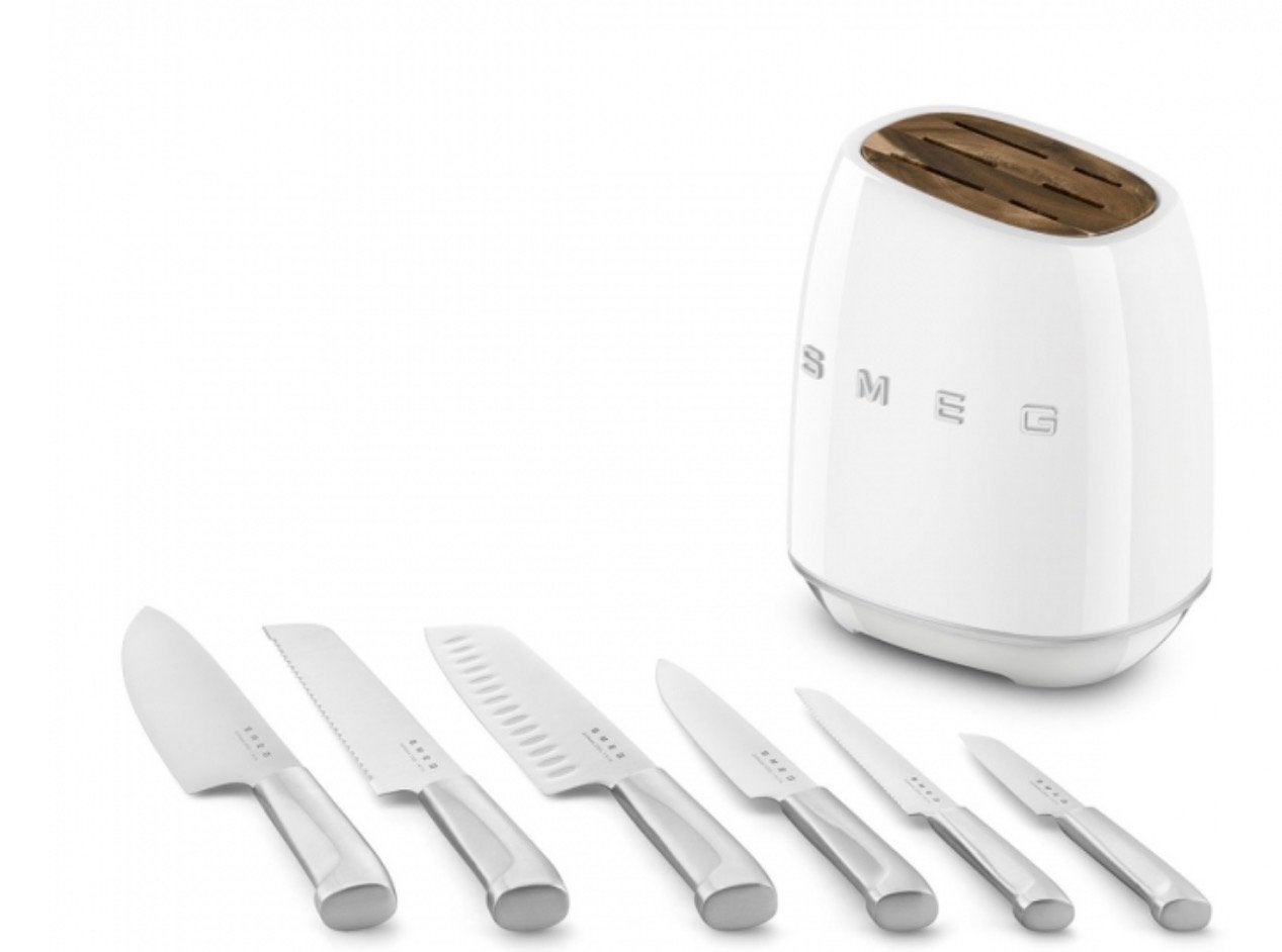 Smeg messenset met messenblok - Wit, Overige typen, Ophalen of Verzenden, Zo goed als nieuw, Wit