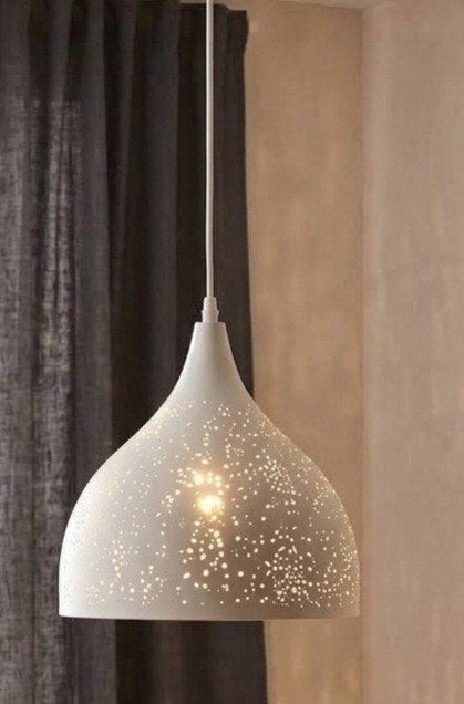 Moderne hanglamp met gaatjespatroon - Wit/Goud, Modern, Scandinavisch, Nieuw, Metaal, E27 (groot)