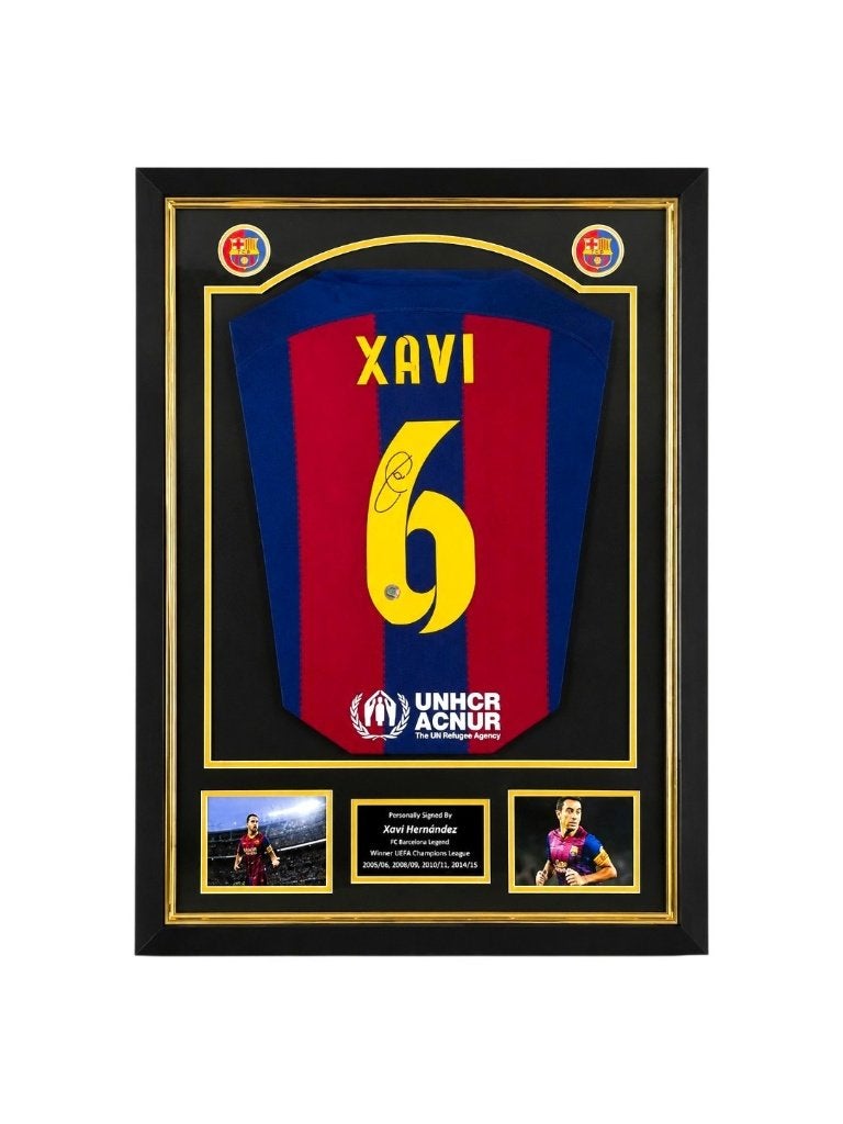 Xavi  gesigneerd Barcelona 2023 shirt Deluxe Frame, Verzamelen, Buitenlandse clubs, Shirt, Info@sportmemorabilianetherlands.com