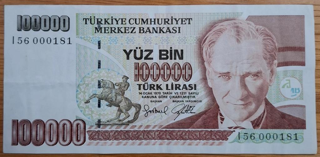 42# Turkije 100.000 Lira 1970(1991) P205, Postzegels en Munten, Bankbiljetten | Europa | Niet-Eurobiljetten, Overige landen, Ophalen of Verzenden