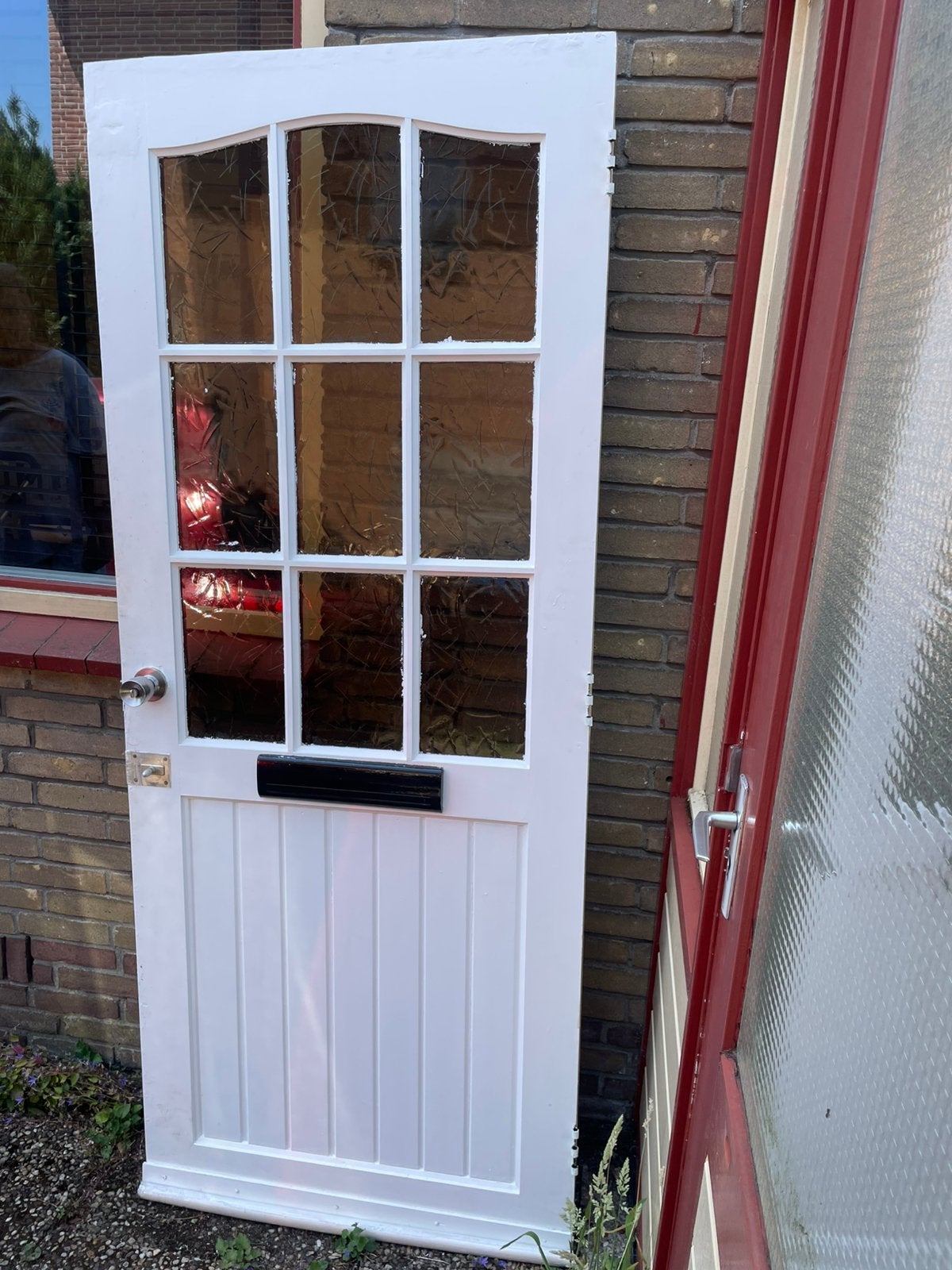 Voordeur met glas in lood, Doe-het-zelf en Verbouw, Deuren en Horren, Ophalen, 200 tot 215 cm, Glas, Buitendeur