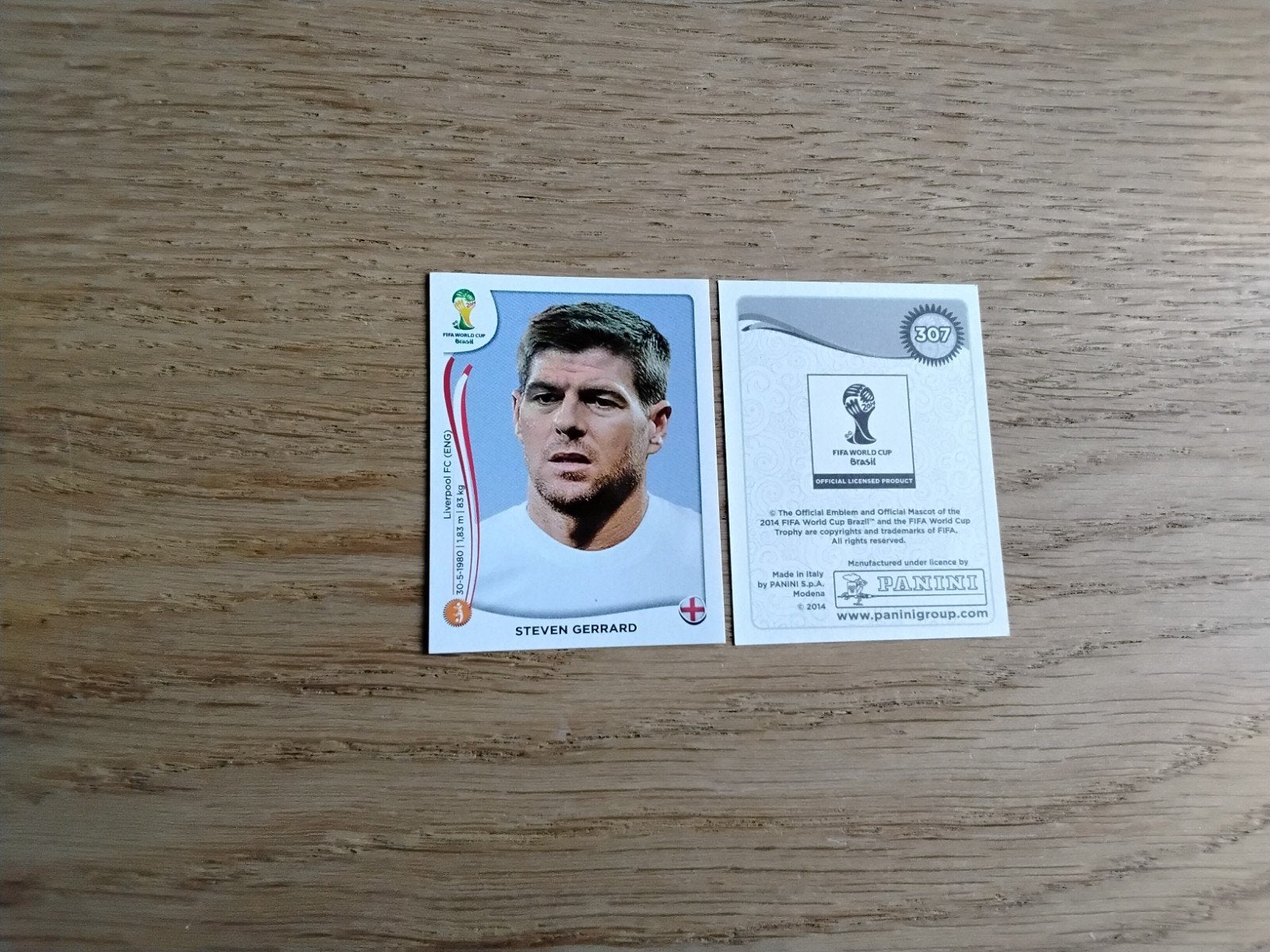 Panini WK 2014 Sticker Steven Gerrard Engeland, Ophalen of Verzenden, Zo goed als nieuw, Poster, Plaatje of Sticker