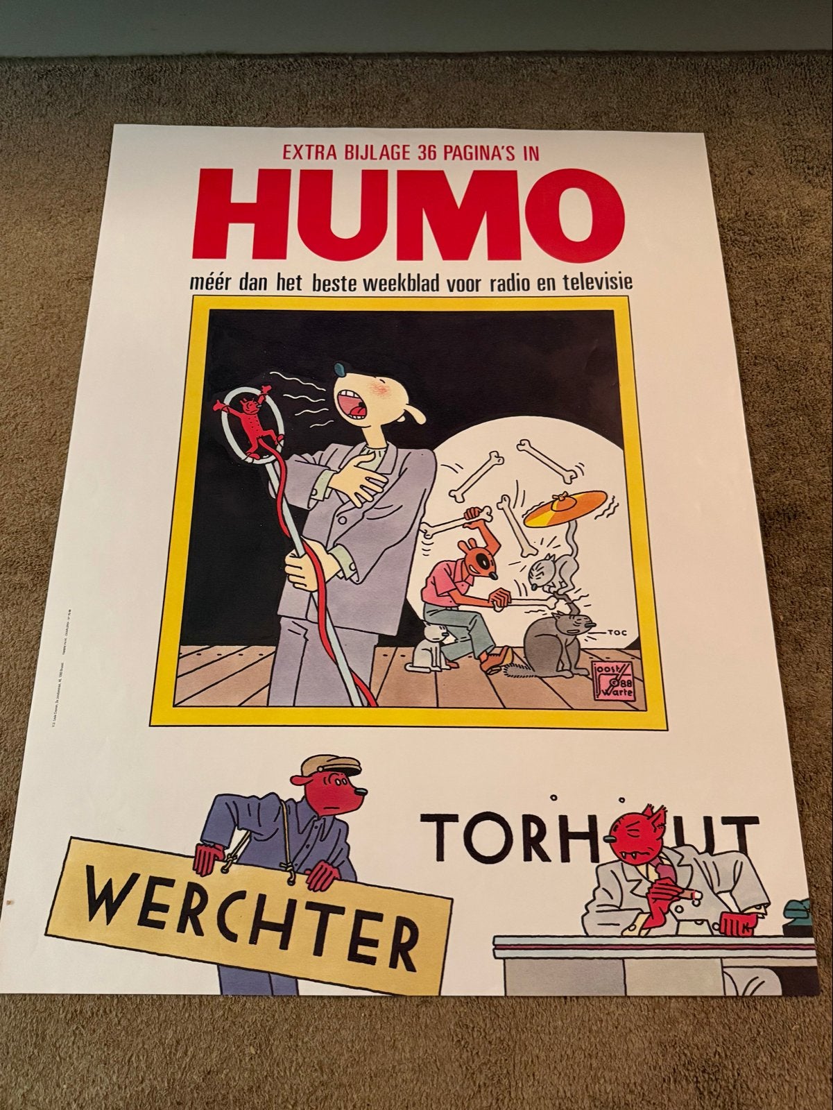 HUMO poster Joost Swarte - Werchter Torhout, Ophalen of Verzenden, Kuifje, Gebruikt, Plaatje, Poster of Sticker