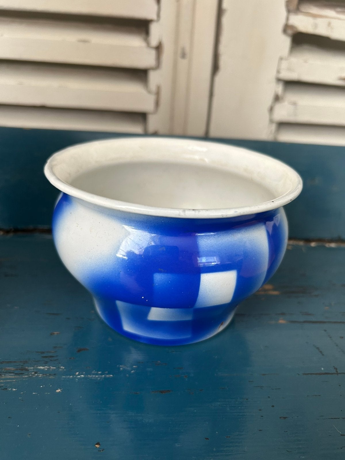 Mooi blauw emaille potje, Verzenden