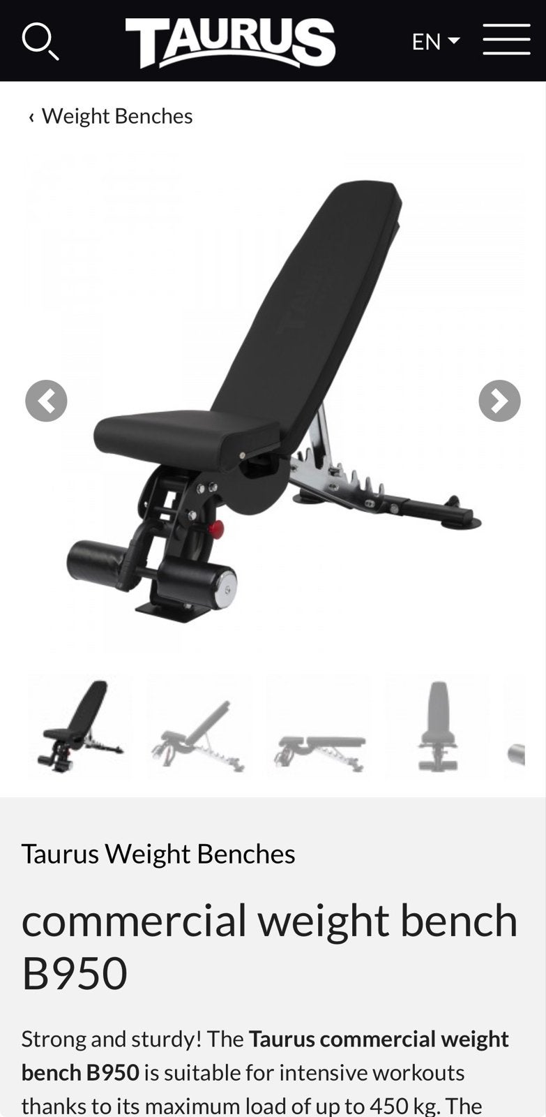 Taurus Commercial Weight Bench B950 - Krachtstation, Sport en Fitness, Ophalen, Gebruikt, Krachtstation, Armen