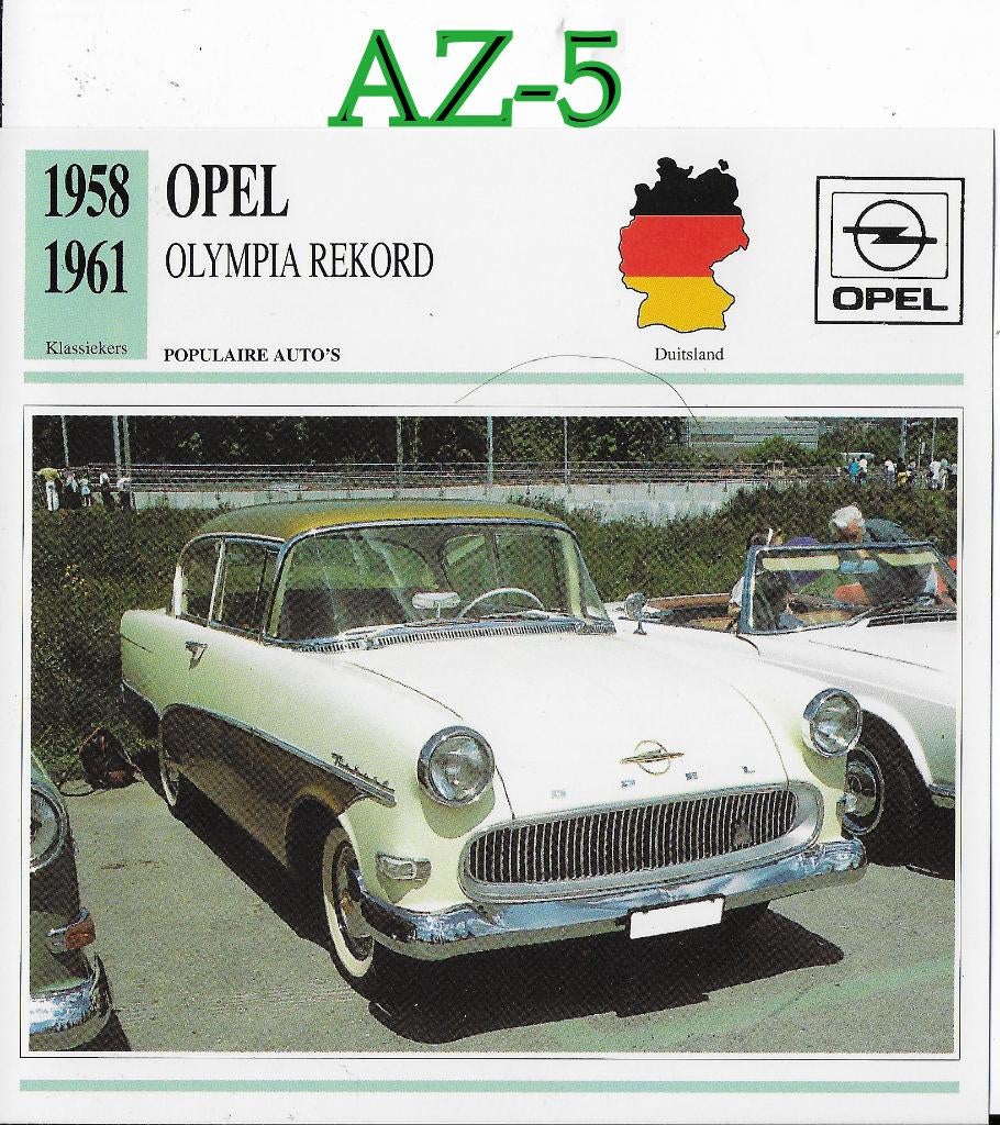 Az5 autokaart opel olympia rekord ( 1958 - 1961 ), Ophalen of Verzenden, Zo goed als nieuw, Auto's